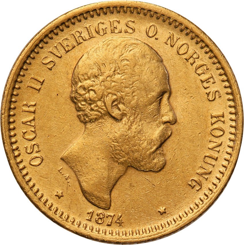 Szwecja. Oscar II. 10 koron 1874